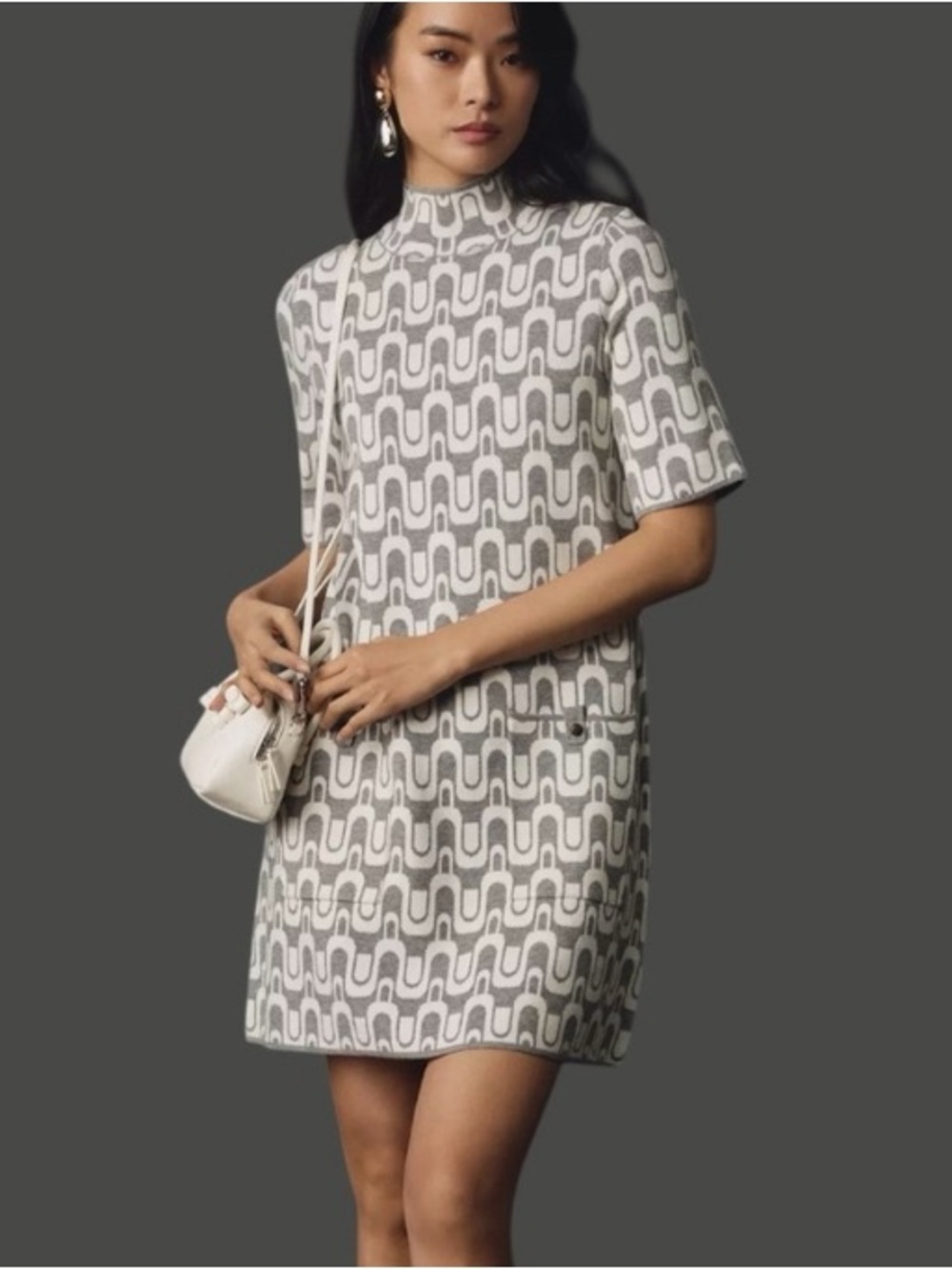 Maeve Anthropologie Retro Mod Geometric Knit Shift Dress Small